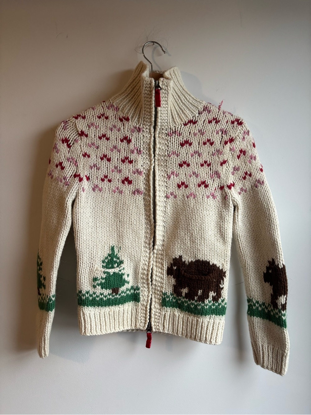 American Eagle Outfitters Cream Zip Wool Blend Sweater